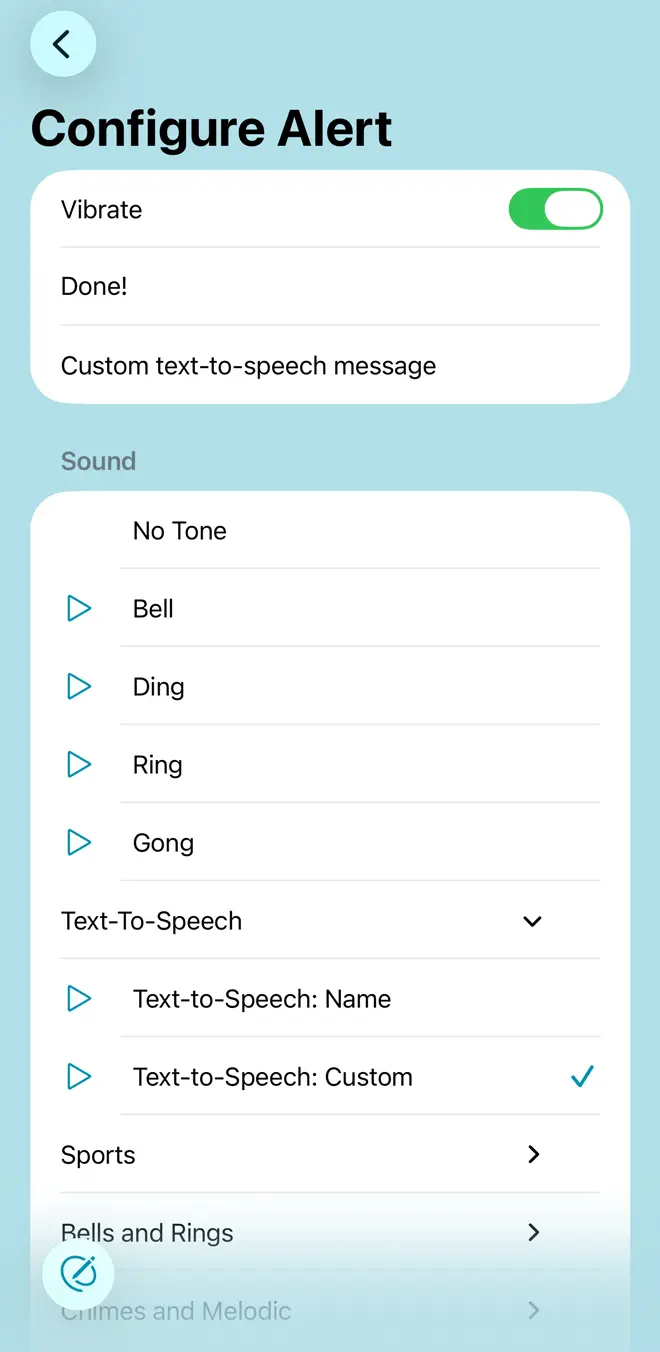 The editing screen for an alert