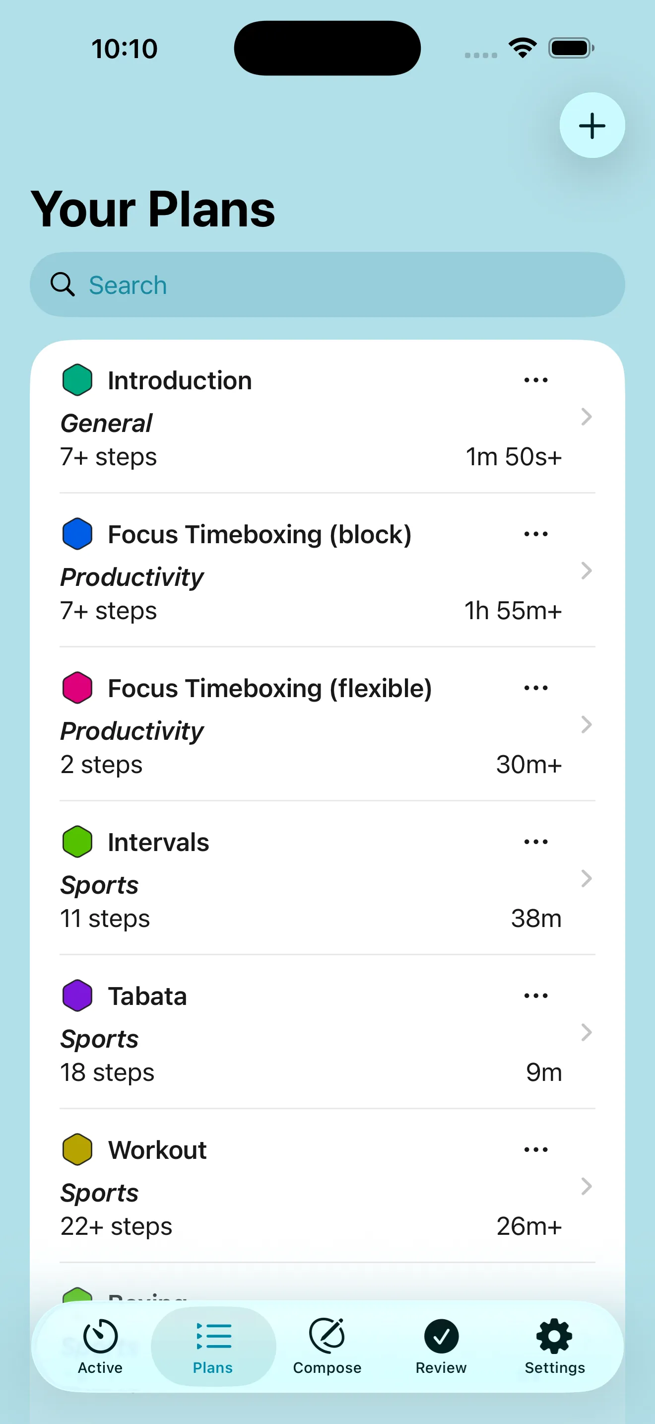 Screenshot of Adhoro's plan selection menu, showing template plans